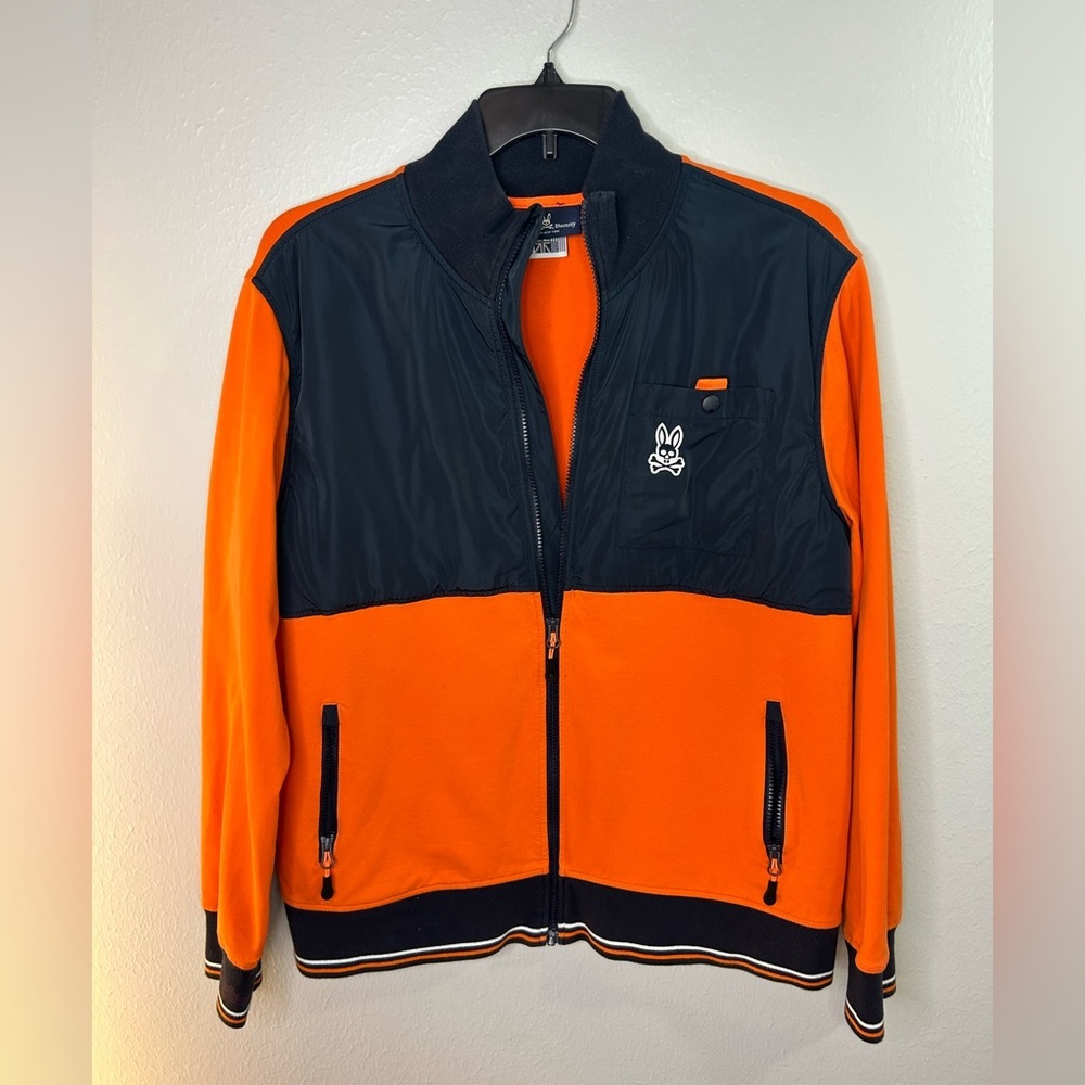 Psycho Bunny Newton Orange & Black Zip Jacket | Men’s Large | Full Zip